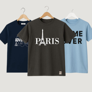 3pcs Combo Round Neck Half Sleeve T-shirt For Men's with Print